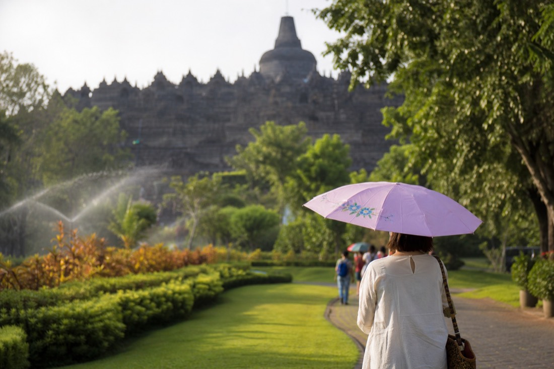 The gardens inside the Borobudur temple park